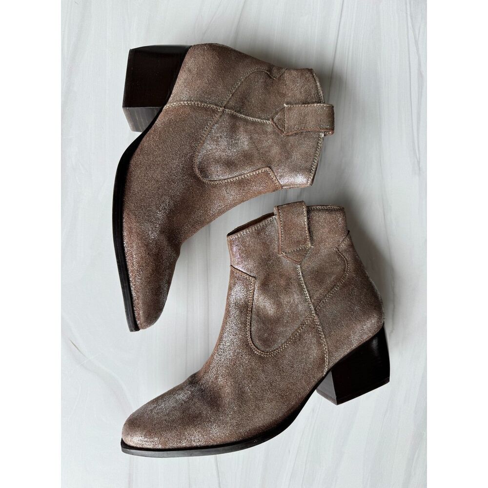 Seychelles Upside Distressed Suede Western Booties Pewter Size 7